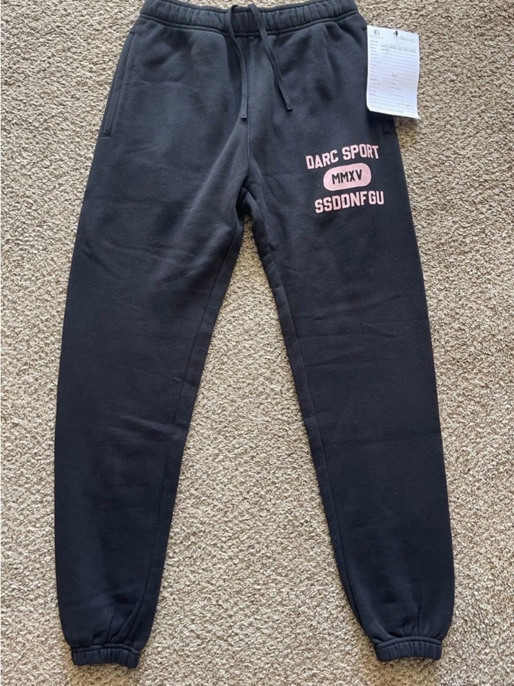 Darc Sport Black Joggers with Pink Logo Print